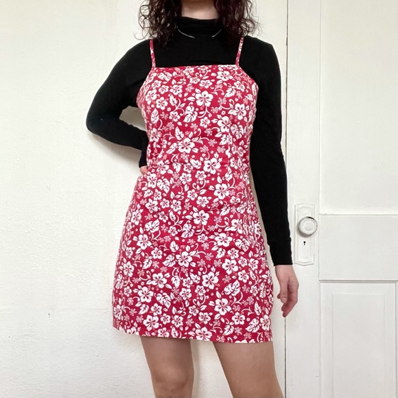 Hibiscus red white spaghetti strap sundress - No Boundaries ( medium ) - Picture 1 of 4